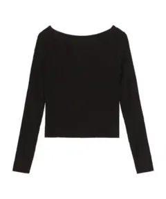 sona ソナ　ボートネックリブニット　ブラックSNT25138