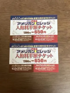 お値下げ⭐︎アメリカンミュージアム 入館料半額チケット 2枚セットのサムネイル