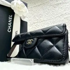 美品✨ シャネル チェーン ショルダー付 キャビアスキン iPhoneケース