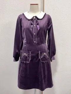アクシーズ　ベロアワンピース　パープル