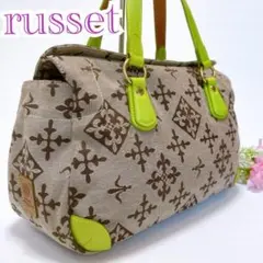 ラシット✨トートバッグ ボストン ジャガード モノグラム バイカラー レザー