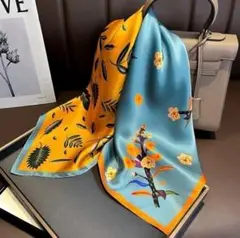 売れ筋商品♡　高級感　オレンジ　ブルー　スカーフ　シルク風　サテン　お洒落