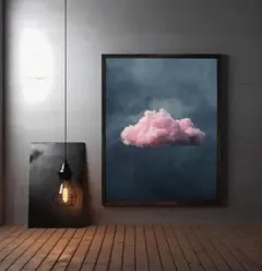 「ピンクの雲って・・・」ミッドセンチュリーA3サイズ ファブリックポスター CL