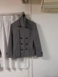 売りつくし特価！グレー ダブルブレスト ピーコート　フード欠品