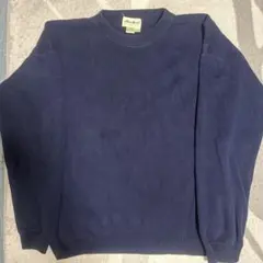 90s Eddie Bauer コットンニット ネイビー　ヴィンテージ　短丈