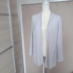 出品INDIVIライトグレー 長袖カーディガン ポケット付き