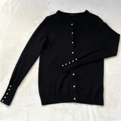 ZARA パールボタン 長袖　カーディガン　黒