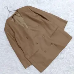 『DAKS』 ダックス (15BR) ノーカラーコート カシミア混 薄手