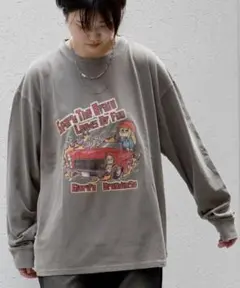 HALHAM ユニセックス　Tシャツ ピグメント ハードウォッシュ プリント2