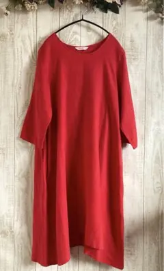 yarra ヤラ　リトアニアリネン 100% 赤いワンピース　チュニックワンピ