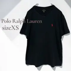 【美品】POLO RALPH LAUREN Vネック 半袖Tシャツ 黒のサムネイル