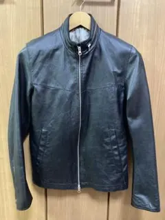 SHIPS ブラック ラムレザー シングルライダースジャケット Lサイズ