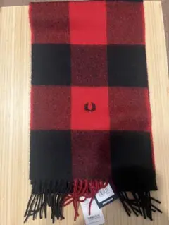 【新品未使用】FRED PERRY ギンガムスカーフマフラー ブラック/レッド
