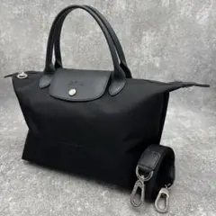 美品　ロンシャン プリアージュネオ 2way ナイロン ショルダーバッグ 黒 S