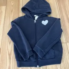 ネイビー フルジップパーカー ハート装飾