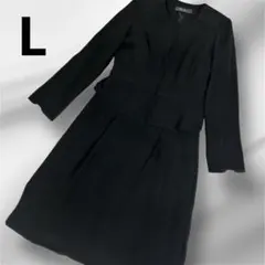 美品　PatePor ブラックフォーマル ワンピース 礼服 ノーカラー　ぺプラム