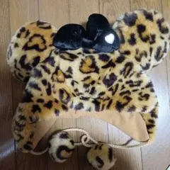 ディズニー 被り物 ファンキャップ ヒョウ柄 ミニーちゃん 茶色