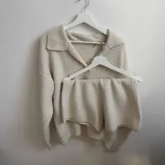 アイボリー コットンニットセーター セットアップ