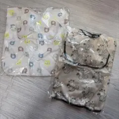 【新品】　お食事エプロン　長袖　くま　りす　サイズM