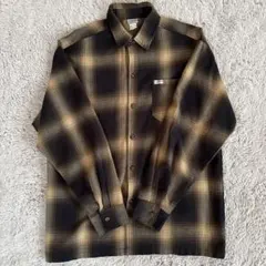 caltop オンブレチェックシャツ　ブラック×ブラウン