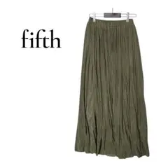 【フィフス】S プリーツロングスカート オリーブグリーン エレガント 無地