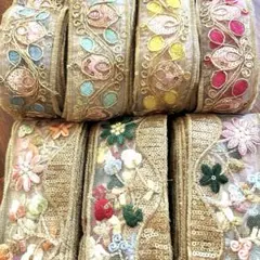 刺繍リボン リボン ハンドメイド素材　スパンコール　カラフル　7種　まとめ売り