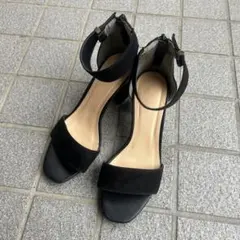 GU ブラックスエードアンクルストラップ　ハイヒール　サンダル