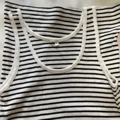 無印良品　白黒ストライプ タンクトップ M
