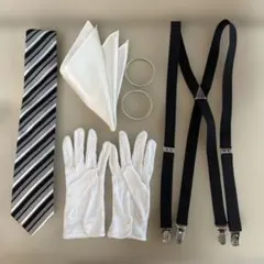 【中古、送料込】モーニング用ウィングカラーシャツ、ネクタイ、小物セット