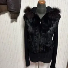 ジップアップジャケット　ニット　ファー　y2k フェアリーグランジ