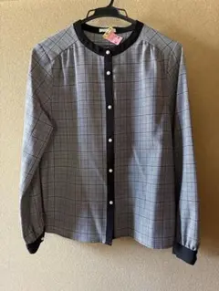 ブラウス　チェック　長袖　OL通勤服　Mサイズのサムネイル