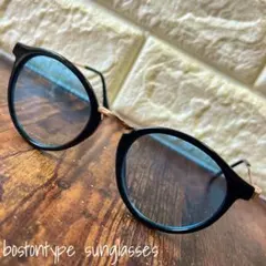 ブルーレンズ ボストン サングラス メンズ レディース 青 UVカット 眼鏡