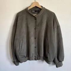 ZARA ザラ　フェイクスエードボンバージャケット　ブルゾン　カーキ Lサイズ