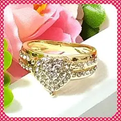 指輪 リング 11号 ハート 婚約指輪 ゴージャス 豪華 ゴールド 大粒 可愛い