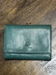 キソラ　コンパクトウォレット　財布　レザー　グリーン　三つ折り