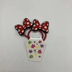 赤と白の水玉リボン　ヘアゴム2個セット