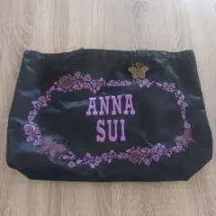 ANNASUI トートバッグ 黒 花と蝶のデザイン