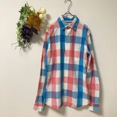 【オールドネービー】スリムフィット 長袖シャツ チェック柄　【XS】