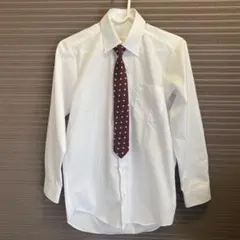 150A 長袖シャツ ホワイト ドット柄ネクタイ