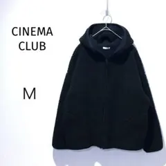 シネマクラブ ボアフリース パーカー 長袖 M ブラック 通勤 カジュアル
