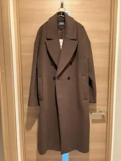 ZARA グレー ダブルブレスト チェスターコート - メルカリ
