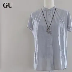 GU ジーユー 半袖ブラウス 透け感 替えボタン 薄手 涼しげ シンプル