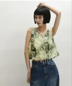アダムエロペ フリンジ　ベストトップス カーキのサムネイル