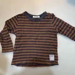 familiar 長袖Tシャツ 90サイズ 茶色と紺のストライプ