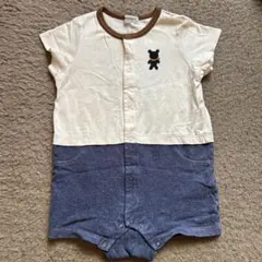 匿名発送　ミキハウス　クマ　ロンパース アイボリー・ネイビー