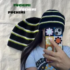 クラッシャーハット　クロシェハット　ニット　バゲハ　ビーニー　 大きめサイズ