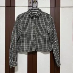 BELLIDE チェック柄 クロップド長袖シャツ