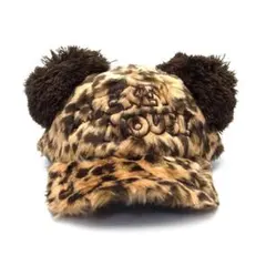 【美品】ディズニー ヒョウ柄耳付きキャップ ファンキャップ