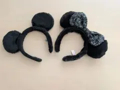 東京ディズニーリゾート　カチューシャ ミッキー ミニー 黒 リボン スパンコール
