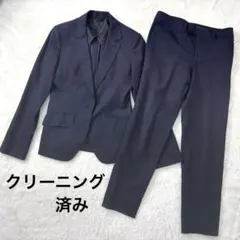 HILTON ヒルトン クリーニング済み チェック ネイビー パンツスーツ S